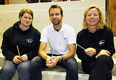 Hilde Garby (f.v.), Trym Dalene og Sofie E. Ringen er dirigenter for henholdsvis Randesunds aspiranter, hovedkorps og juniorer.