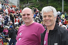 VEL BLÅST!: Bortsett fra været, er Per Qvarnstrøm og Chris Mogstad fornøyd med gjennomføringen av Sørlandets Musikkfestival 2012.